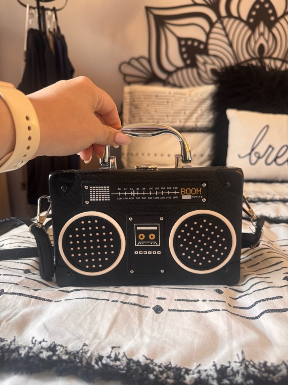 Retro Boombox Purse Handbag - Black